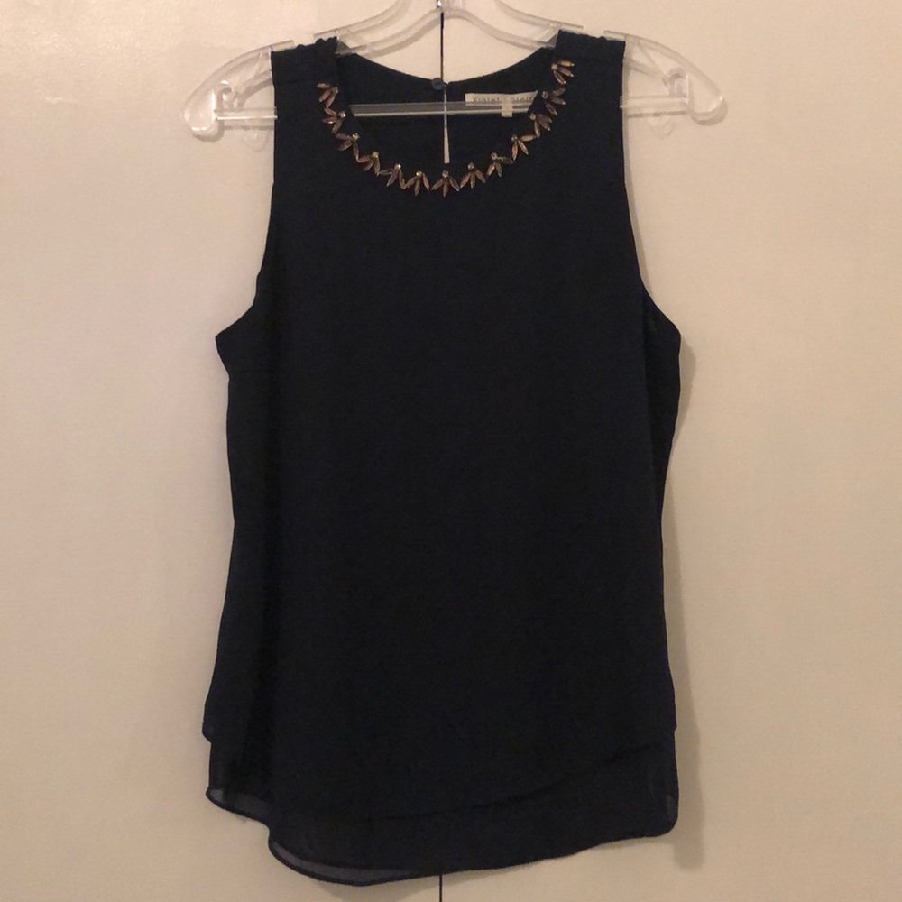 Tank top with embellished collar